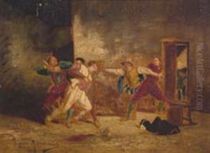 Fighting Cavaliers by Jean-Louis-Ernest Meissonier