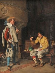 Two Cavaliers Relaxing In A Tavern