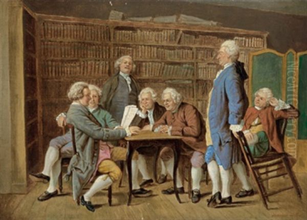 Herrengesellschaft In Einer Bibliothek - view 1