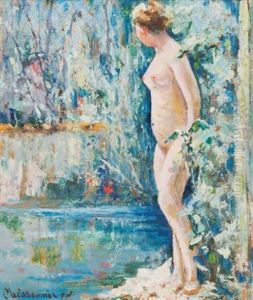 Suzanne Au Bord De La Riviere by Joseph (Francois Xavier) Meissonnier