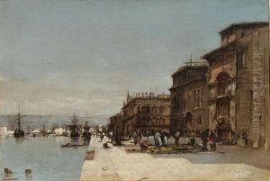 Vue De Venise (?) by Joseph (Francois Xavier) Meissonnier