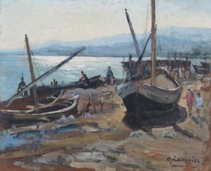 Les Martigues by Joseph (Francois Xavier) Meissonnier