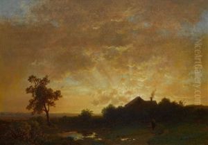 Bauerliches Idyll Im Abendlicht