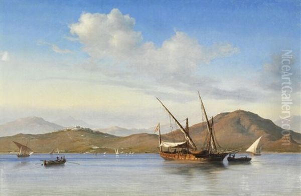 Sailing Ships Off The Coast by Daniel Hermann Anton Melbye