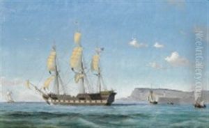 A Pair Of Ship Portraits Of The "bavaria", New York, Usa by Daniel Hermann Anton Melbye