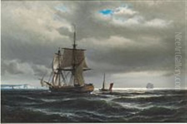 Sailing Ships Off The White Cliffs Of Dover - view 1