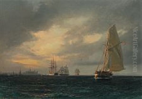 Seascape At Sunset Off The Coast Of Kronborg Castle - view 1