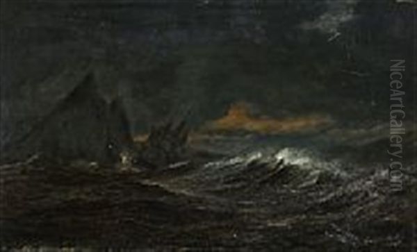 The Danish Frigate Gefion In Stormy Weather Near Gibraltar - view 1