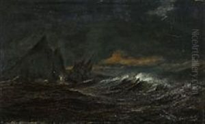 The Danish Frigate Gefion In Stormy Weather Near Gibraltar by Daniel Hermann Anton Melbye