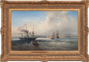 Ships Off The Coast Of France by Daniel Hermann Anton Melbye