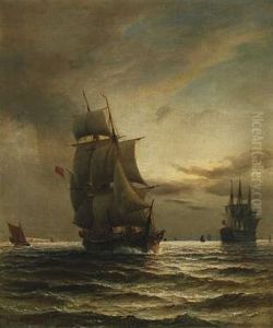 Marine With Several Ships by Daniel Hermann Anton Melbye