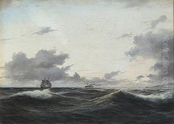 Seascape With Sailing Ships On Open Sea - view 1