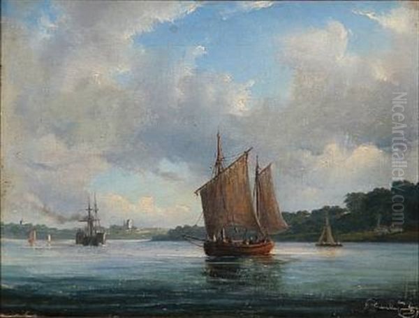 Fjord Scene With Fishing Boats And A Paddle Steamer - view 1