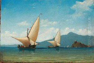 Summer Day With Sailing Ships On The Sea, Presuambly In The Bosporus Strait by Daniel Hermann Anton Melbye