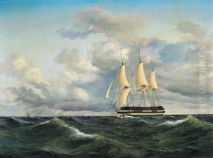 Et Linieskib I Mersseilskuling by Daniel Hermann Anton Melbye