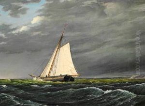 Sailing Boats Under A Dark Sky by Daniel Hermann Anton Melbye