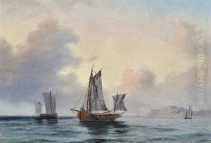 Sailing Boats Off The Coast by Daniel Hermann Anton Melbye