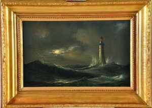 Phare Dans La Tempete Au Clair De Lune