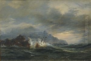 Shipwreck On A Rocky Coast by Daniel Hermann Anton Melbye