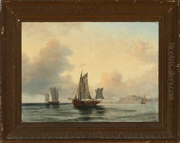 Coastal Scene With Sailing Ships In Calm Weather - view 1