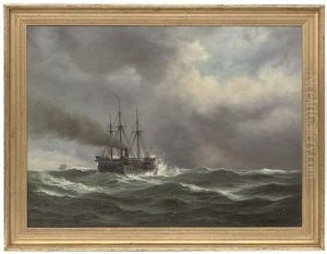 A Paddle Streamer In Heavy Seas, A Ship Beyond