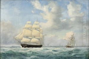 Skonnerten T.a. Shaw Paa Kiobenhavns Rheed by Daniel Hermann Anton Melbye