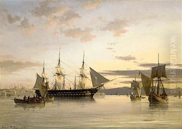Ships In Calm Water On The Bosphorus - view 1