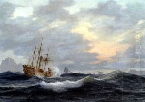 Tremaster Pa Havet Ud For En Klippekyst, Antagelig Gibraltar
