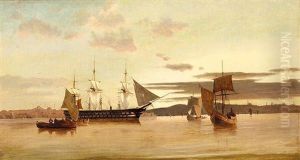 Boats On The Coast Of Constantinople by Daniel Hermann Anton Melbye