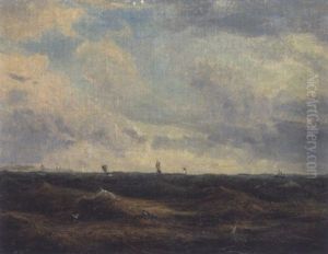 Marine Med Skibe Pa Havet by Daniel Hermann Anton Melbye