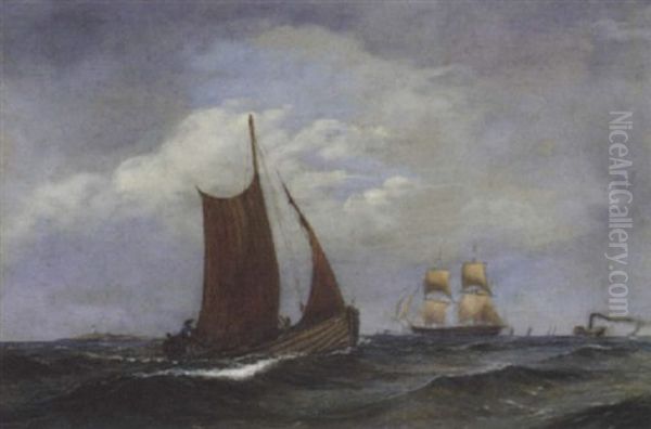 A French Frigate In Company With A Paddle Steamer And Other Shipping Off A Danish Outpost - view 1