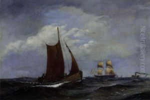 A French Brigantine In Company With A Paddle Steamer And Other Shipping Off A Danish Outpost