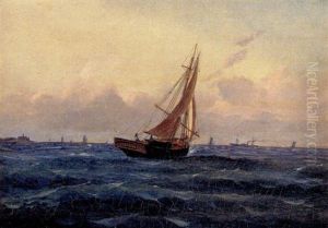 Sejlskibe Ud For Kronberg by Daniel Hermann Anton Melbye