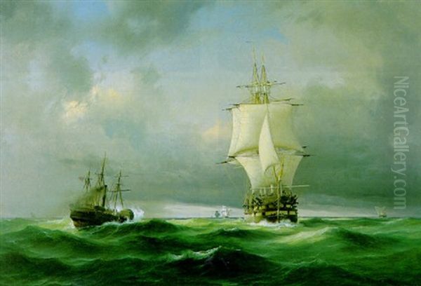 Ein Englischer Dampfegler Durchbricht Die Franzosische Blockade - view 1