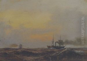 Skibe Pa Havet, Solnedgang Skibe Pa Havet, Solnedgang