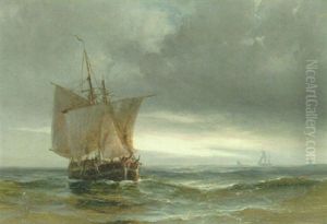 Marine Med Sejlskibe by Daniel Hermann Anton Melbye