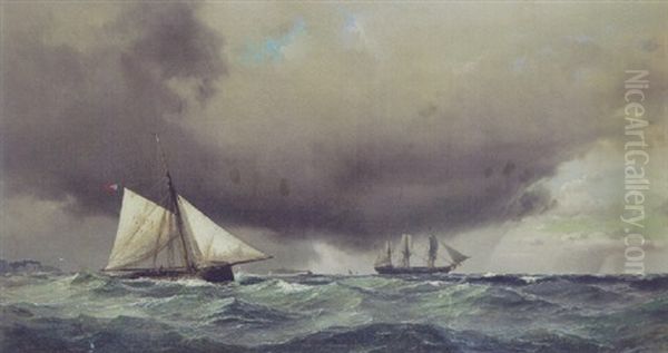 Marine Med Sejlskibe Pa Havet - view 1