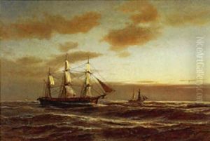 Marine Med Sejlskibe by Daniel Hermann Anton Melbye