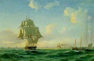 En Brig Seiler Canalen Ud Vesten Efter - Start Point by Daniel Hermann Anton Melbye
