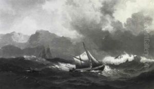 Marine Med Lodsskib Udfor Norges Kyst by Daniel Hermann Anton Melbye