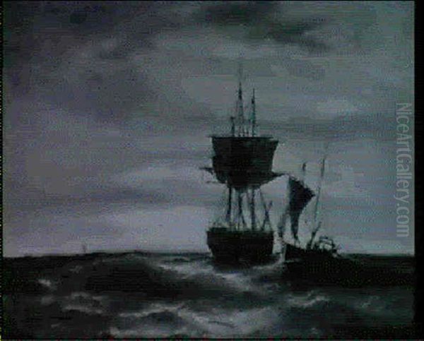 Ankerndes Segelschiff Im Abendlicht - view 1
