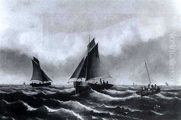 Fischerboote Auf Hoher See Bei Aufziehendem Gewitter - view 1