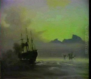 Marine, Morgenstemning Ved Klippekyst by Daniel Hermann Anton Melbye