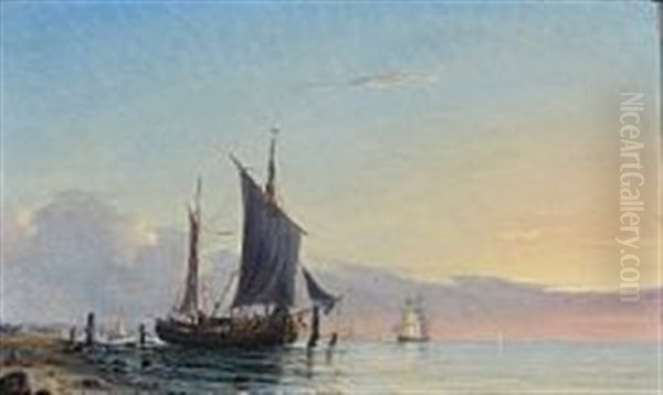 A Sunny Coastal Scene With A Ship At Quay - view 1