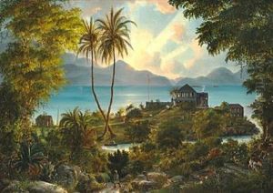 Cruz Bay Battery On St. John With The Governor's House On The Point, In The Background St. Thomas, The Former Danish West Indies by Fritz Siegfried George Melbye