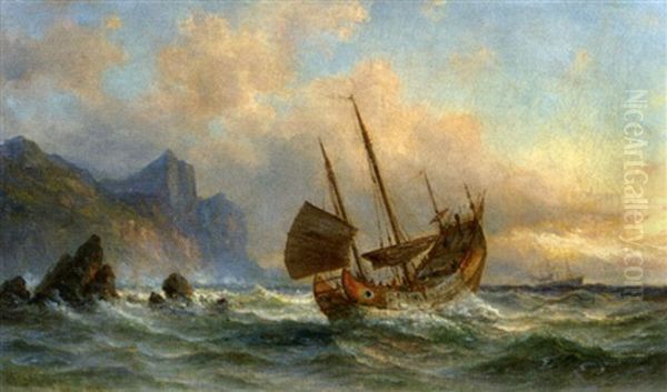 The Chinese Junk "peking" Off A Coast In Chinese Waters - view 1