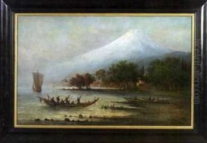 View Of Mount Fuji With Fishing Craft In The Foreground