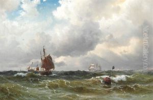 Seascape With Numerous Sailing Ships by Vilhelm Melbye
