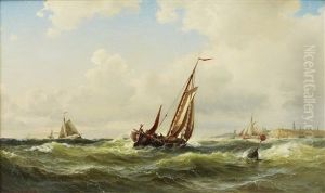 Stormande Hav Med Batar by Vilhelm Melbye