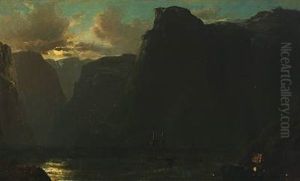 Moon Lit Coastal Scape by Vilhelm Melbye